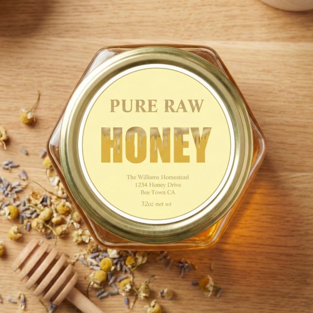 Gold Bee Honey Jar Label Honey Bee & Apiary (Creator Uploaded)