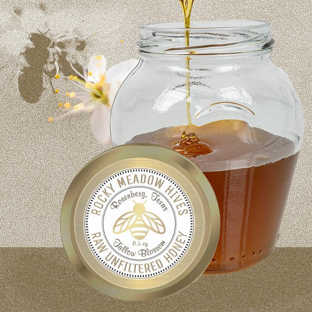 Gold Bee Logo Beekeeper Honey Jar Label (Creator Uploaded)