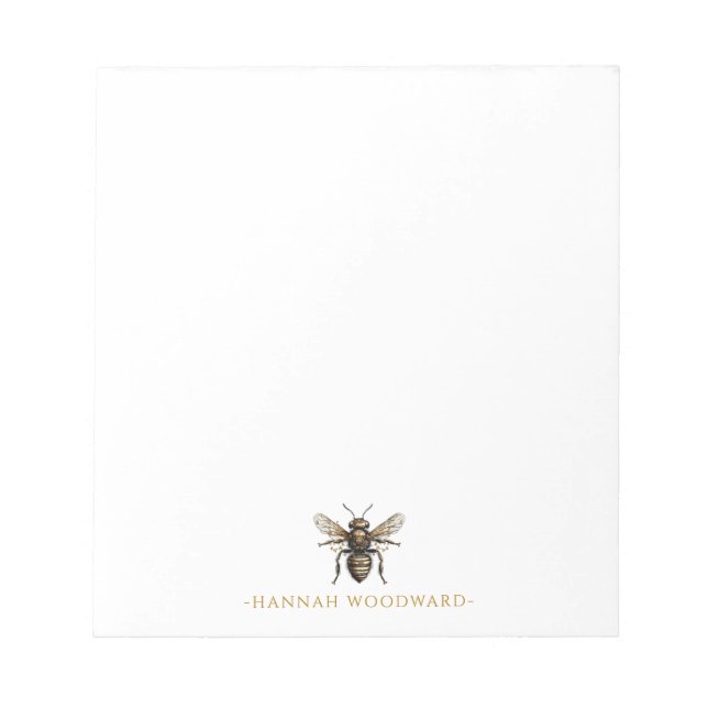 Gold Bee Personalised  Notepad (Front)