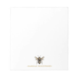Gold Bee Personalized Notepad