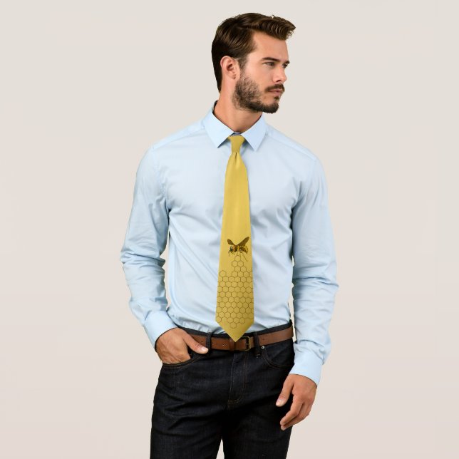 Gold Beehive Honeybee Men's Necktie (In Situ)