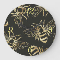 Gold Bees, on a Black Background.