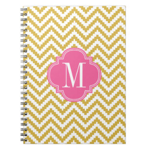 Gold Beige Chevron Aztec Tribal Personalised Notebook