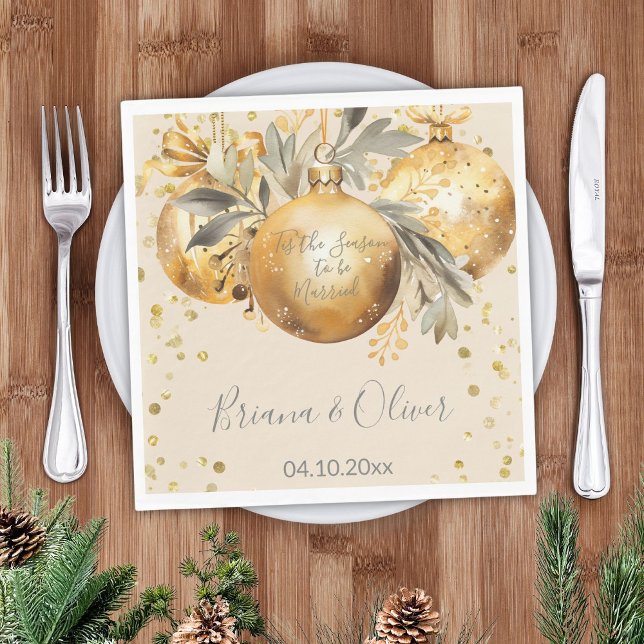 Gold Beige Christmas Wedding Napkin (Creator Uploaded)