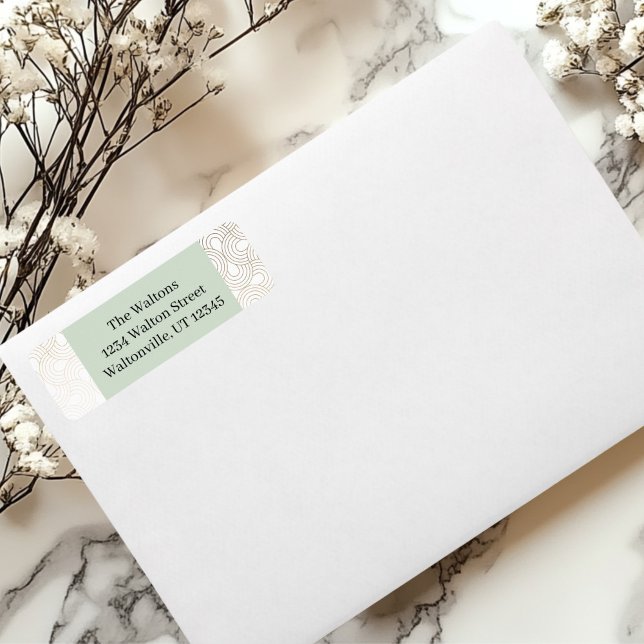Gold/Beige Circular Design  Return Address Label (Green and Gold Return Address Label)