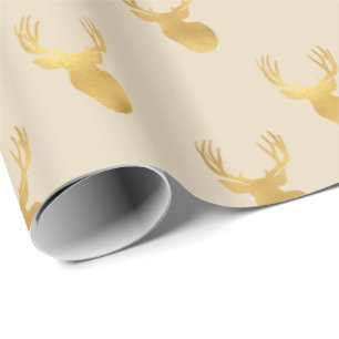 Gold Beige Deer Wrapping Paper