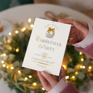 Gold Beige Elegant Luxury Christmas Party Invite