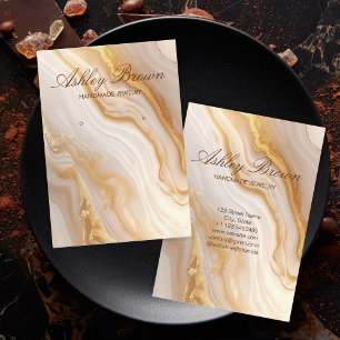 Gold Beige Marble Handmade Jewellery Earring Displ Business Card