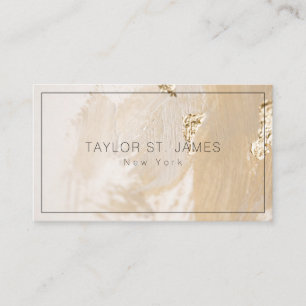 Gold Beige Paint Splatter Business Card