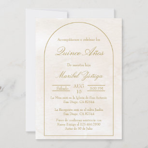 Gold beige Quinceanera invitation