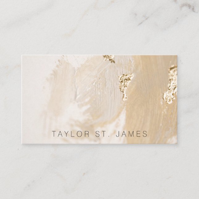 Gold Beige Rustic Business Card (Front)
