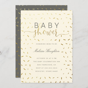Gold & Beige Sprinkle Gender Neutral Baby Shower Invitation