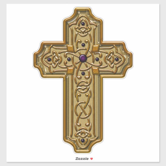 Gold Bejeweled Celtic Style Cross  (Sheet)