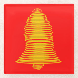 Gold Bell Abstract Red Coaster