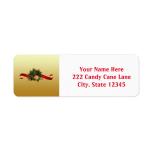 Gold Bell Christmas Holiday Address Labels