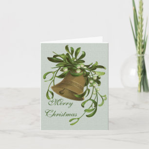 Gold Bell Leaf Christmas Card