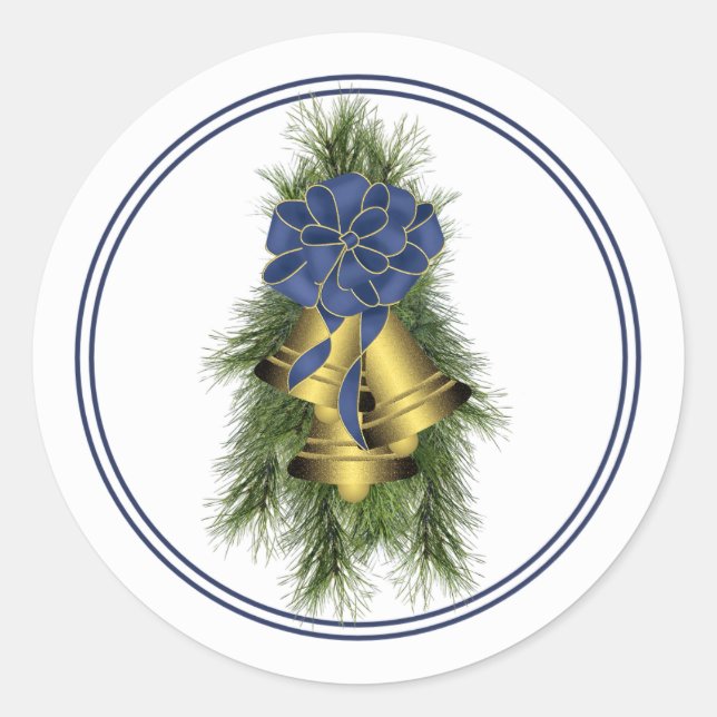 Gold Bells Holiday Sticker (Front)