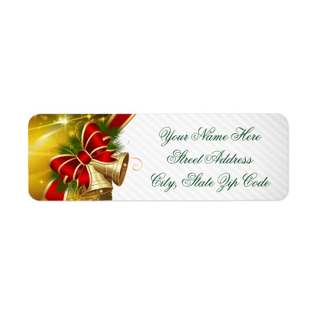Gold Bells Merry Christmas Return Address Label (Front)