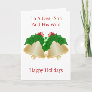 Gold Bells Son And Daughter-In-Law Christmas Holiday Card