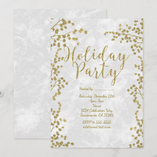 Gold Berries Holiday Party Winter Invitations