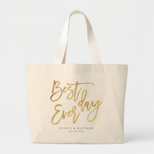 Gold best day eve, Script Large Tote Bag