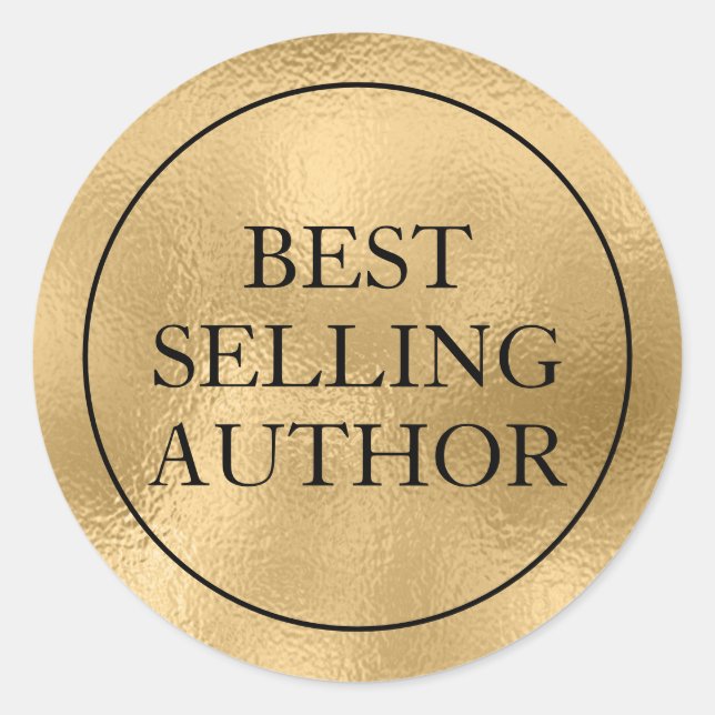 Gold Best Selling Author Classic Round Sticker (Front)
