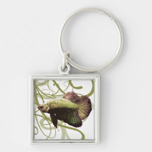 Gold Betta Siamese Fighting Fish Key Ring
