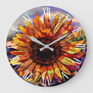 Gold Big Sunflower Elegant Collection Large Clock