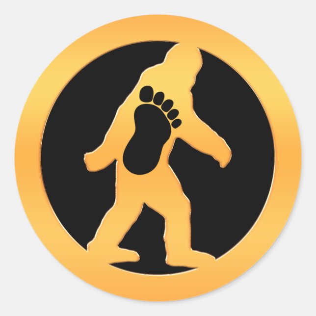 Gold Bigfoot Classic Round Sticker (Front)