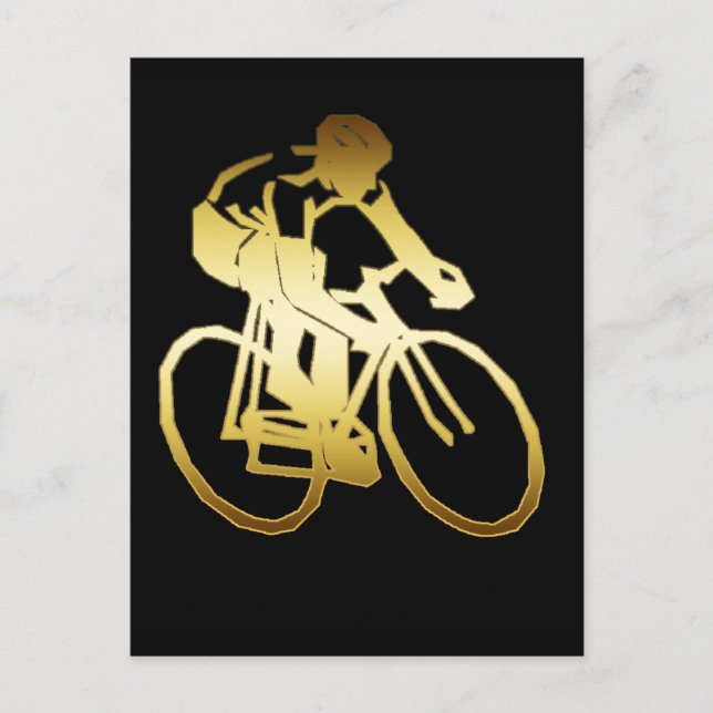 GOLD BIKE RIDER POSTCARD (Front)