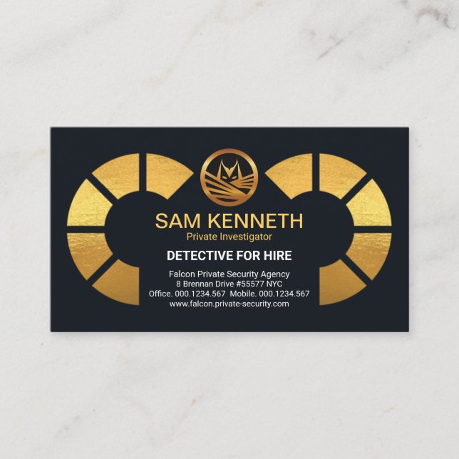 Gold Binoculars Gold Falcon Private Investigator Business Card (Front)