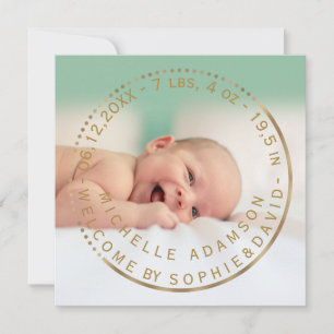 Gold Birth Announcement Keepsake Gemstone Photo