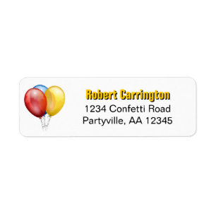 Gold Birthday Balloons Address Return Address Label
