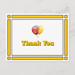 Gold Birthday Balloons Thank You Postcard