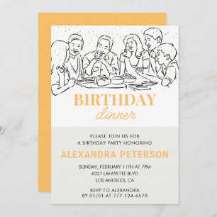 Gold Birthday Dinner 43rd birthday invitation 