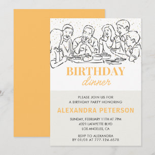 Gold Birthday Dinner 74th birthday invitation 