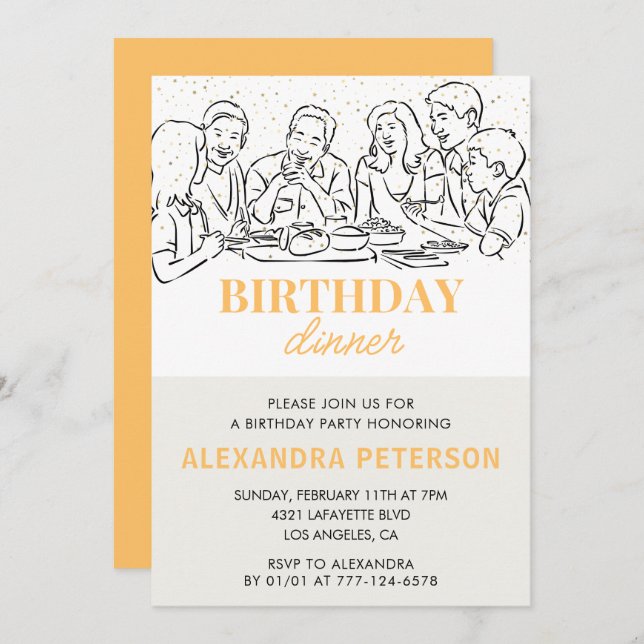 Gold Birthday Dinner 79th birthday invitation  (Front/Back)