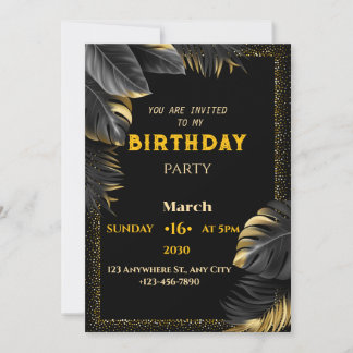 gold birthday invitation