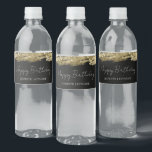 Gold Birthday Party Any Year Water Bottle Label<br><div class="desc">All text is adjustable and easy to change for your own party needs. Great elegant birthday party water bottle labels. Faux gold paint strokes.</div>