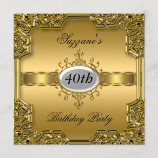 Gold Birthday Party Glamour Hot Invitation Gold