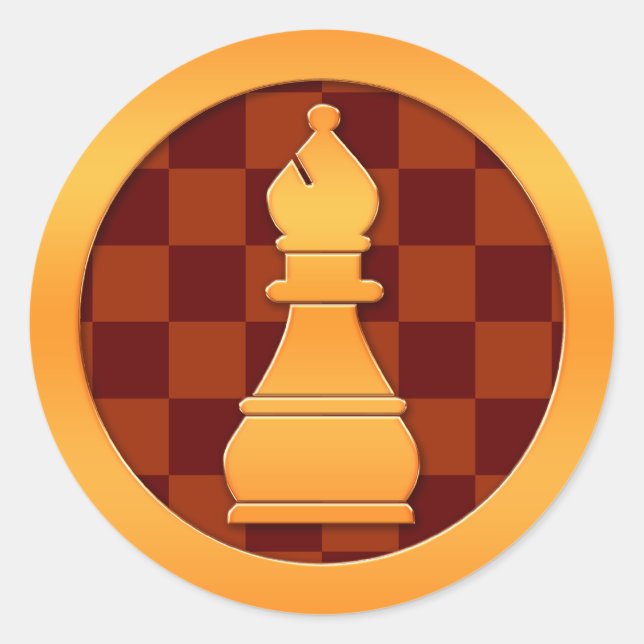 Gold Bishop Chess Piece Classic Round Sticker (Front)
