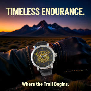 Gold Bison in Sunglasses Illustration Watch