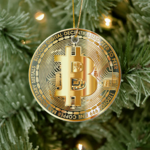 Gold Bitcoin Cryptocurrency Ceramic Ornament