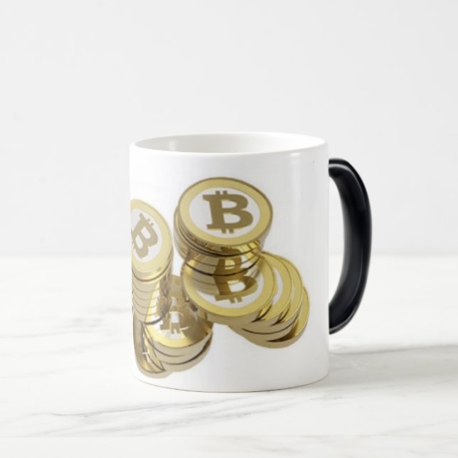 Gold Bitcoin Cryptocurrency Morphing Mug Coffee (Front Right)
