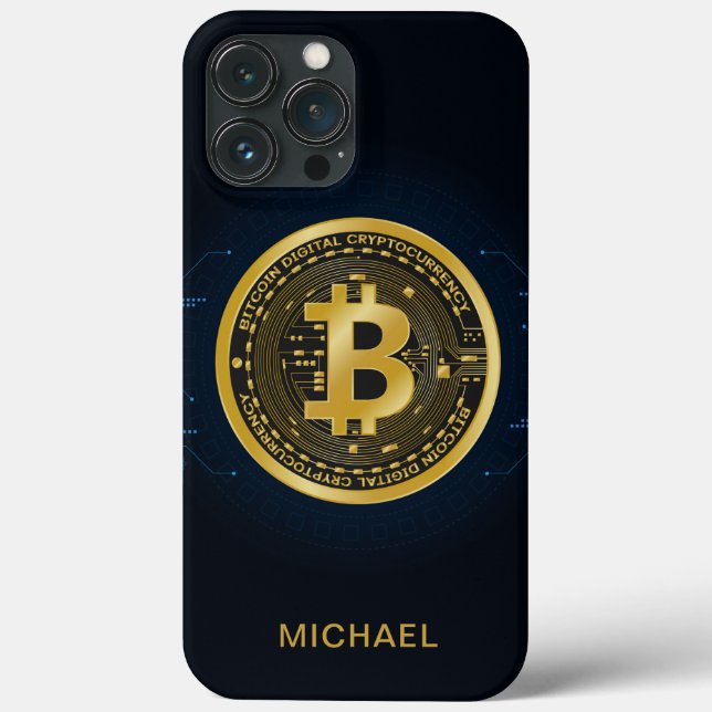 Gold Bitcoin Cryptocurrency Personalised Name Case-Mate iPhone Case (Back)