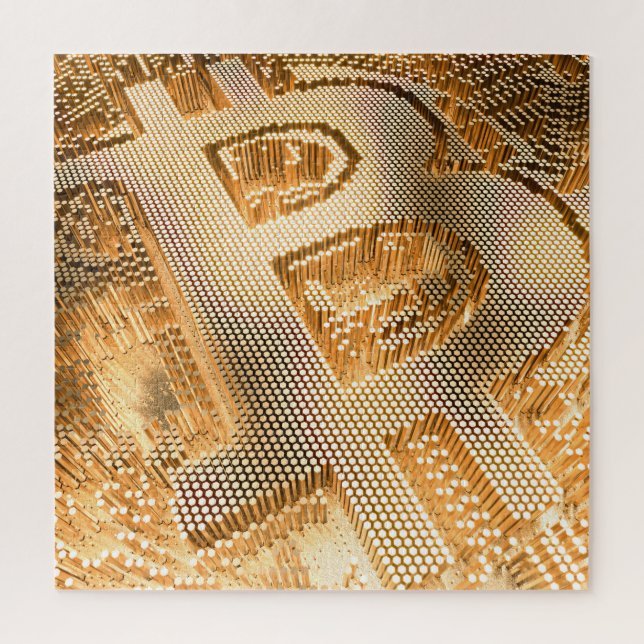 Gold Bitcoin Digital Cryptocurrency BTC Logo Jigsaw Puzzle (Vertical)