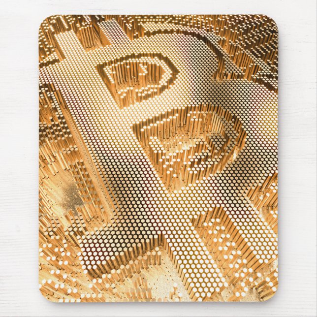Gold Bitcoin Digital Cryptocurrency BTC Logo Mouse Pad (Front)