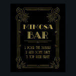 Gold Black 1920s Art Deco Mimosa Bar Sign Wedding<br><div class="desc">Mimosa bar sign poster for wedding with gold vintage ornate frame and art deco style text. Perfect for weddings or bridal showers.</div>