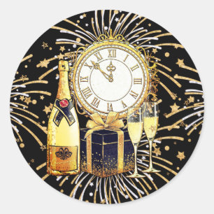 Gold Black 2023 New Year's Party Classic Round Sticker