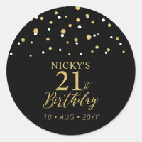 Gold & Black 21st Birthday Favour Thank you